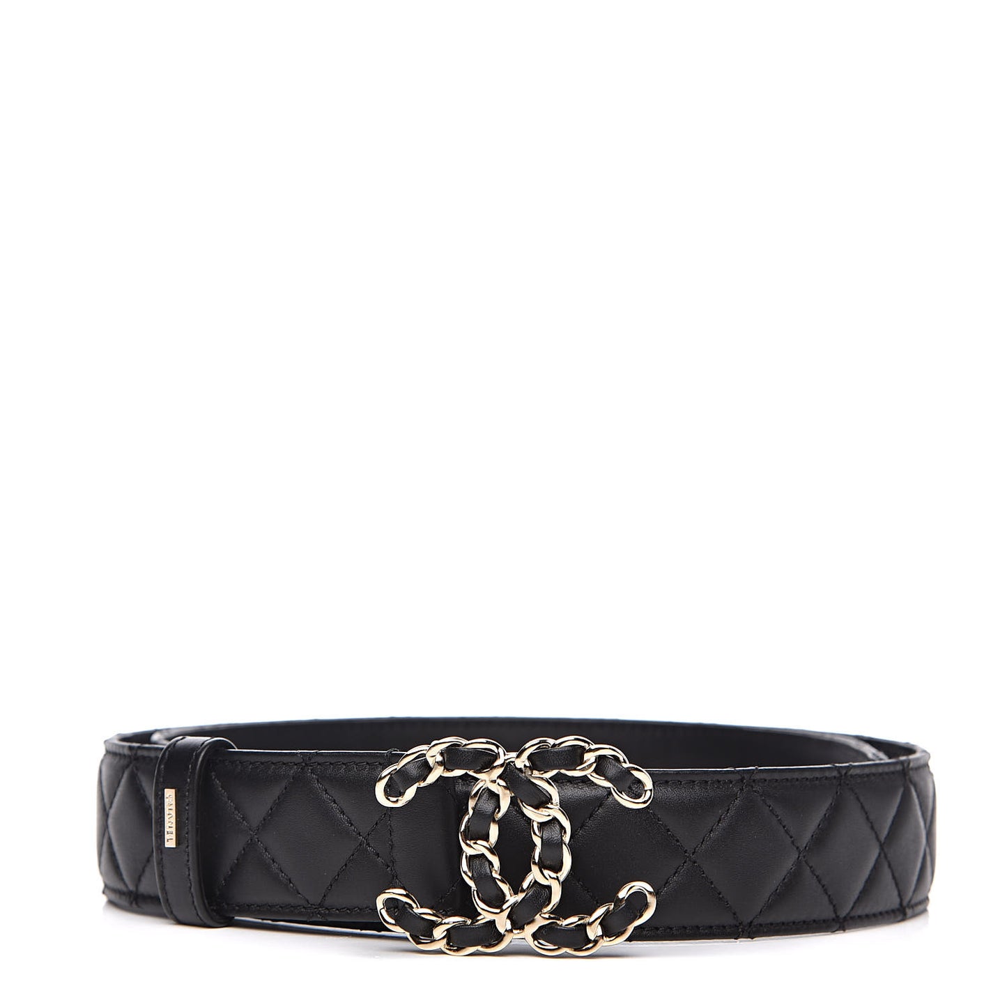 Lambskin Quilted CC Chain Belt 85 34 Black