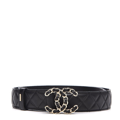 Chanel Lambskin Quilted CC Chain Belt 85 34 Black 1 of 7