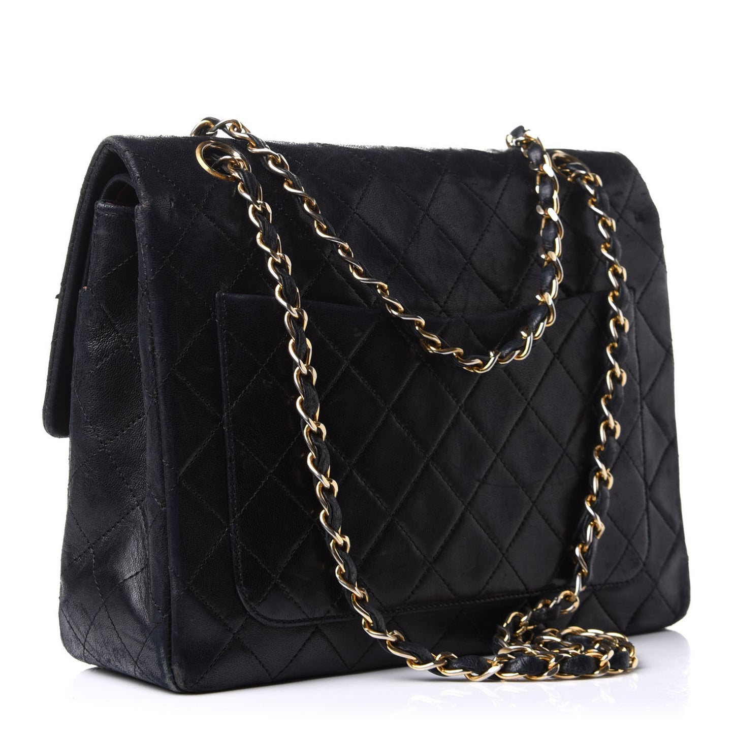 Lambskin Quilted Medium Double Flap Black