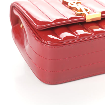Saint Laurent Patent Matelasse Monogram Small Vicky Chain Bag Red 8 of 9