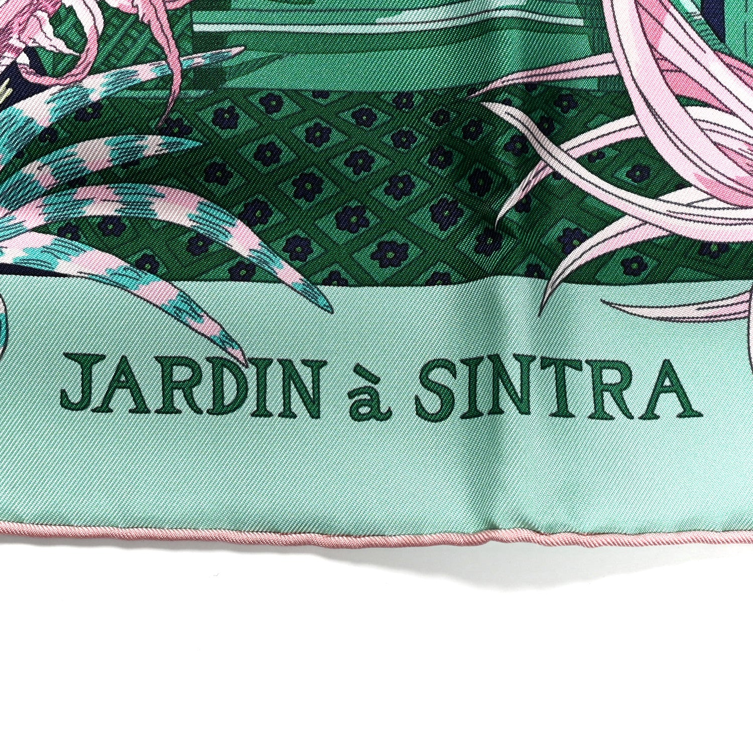 Hermes Silk Jardin A Sintra Scarf 90 Vert Jade Bleu Rose 1857111