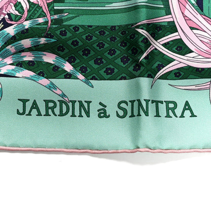 Hermes Silk Jardin A Sintra Scarf 90 Vert Jade Bleu Rose 5 of 5