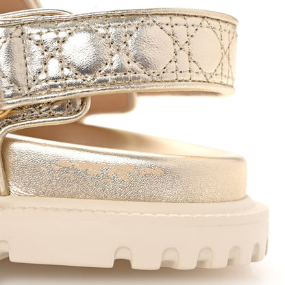 Christian Dior Laminated Sheepskin Cannage Dioract Sandals 38 Pale Gold 11 of 12