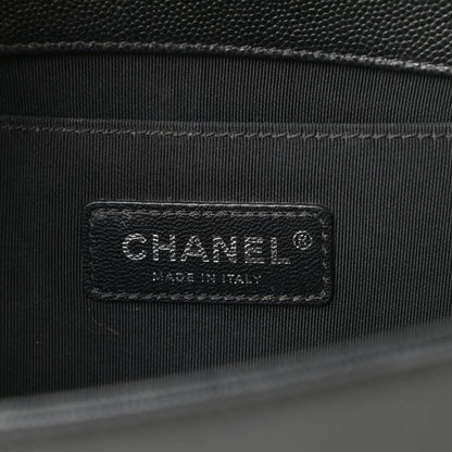 Chanel Caviar Chevron Quilted Medium Boy Flap Black 6 of 12