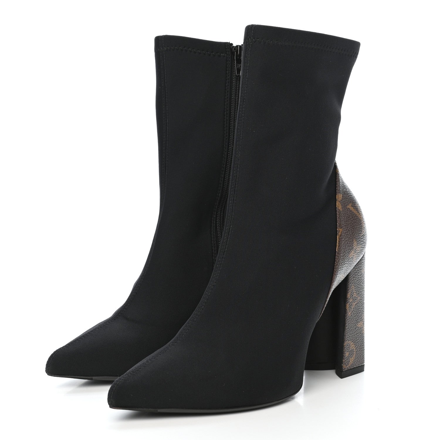 Louis Vuitton Monogram Stretch Fabric Ankle Boots 36 Black 3 of 10