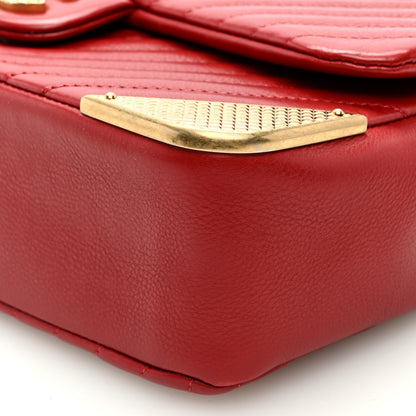 Chanel Calfskin Chevron Quilted Rock The Corner Flap Red 9 of 9