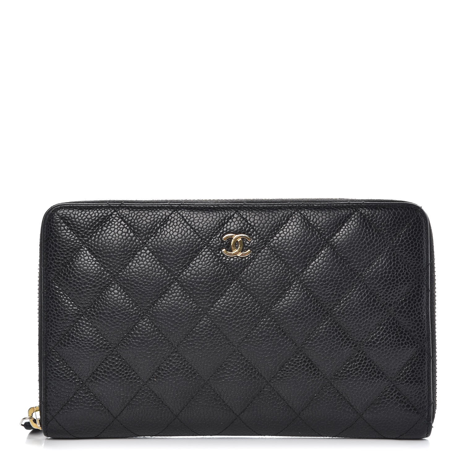 Chanel Caviar Quilted Large Zip Around Organizer Wallet Black 1 of 9