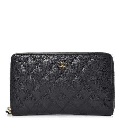 Chanel Caviar Quilted Large Zip Around Organizer Wallet Black 1 of 9
