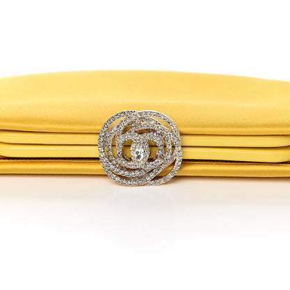 Chanel Satin Crystal Camellia Evening Frame Clutch Yellow 7 of 7