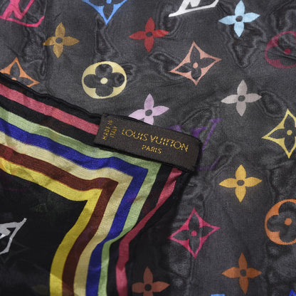 Louis Vuitton Silk Monogram Multicolor Square Scarf Black 3 of 3