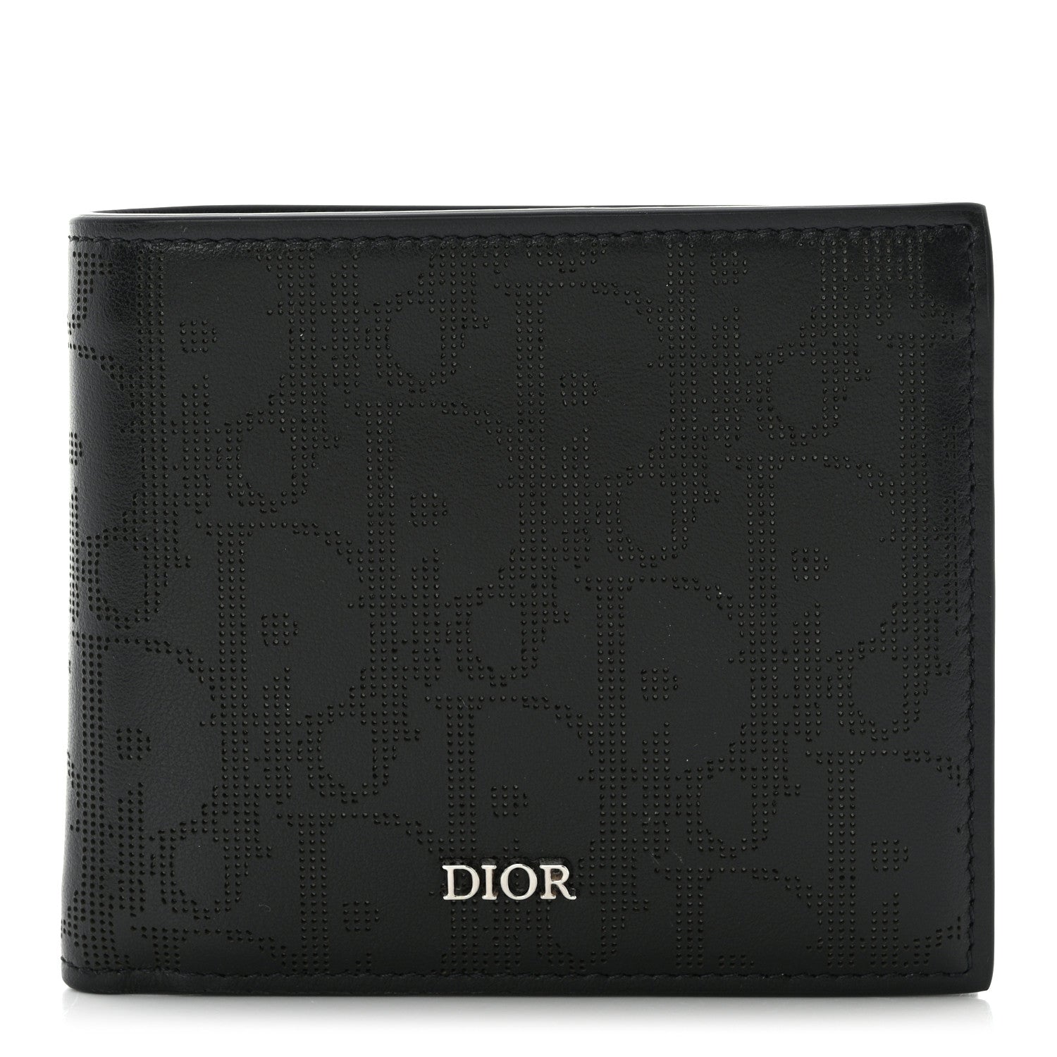 Christian Dior Calfskin Perforated Oblique Bi-Fold Do Galaxy Wallet Black 1 of 10