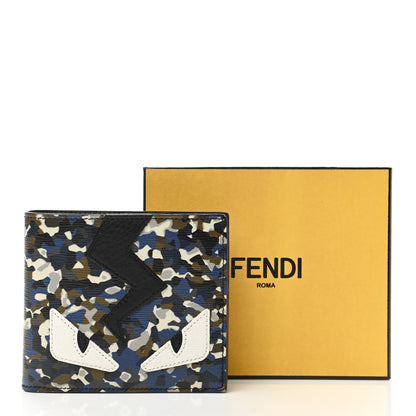 Fendi Vitello Elite Granite Monster Eyes Bi-fold Wallet Navy 8 of 8