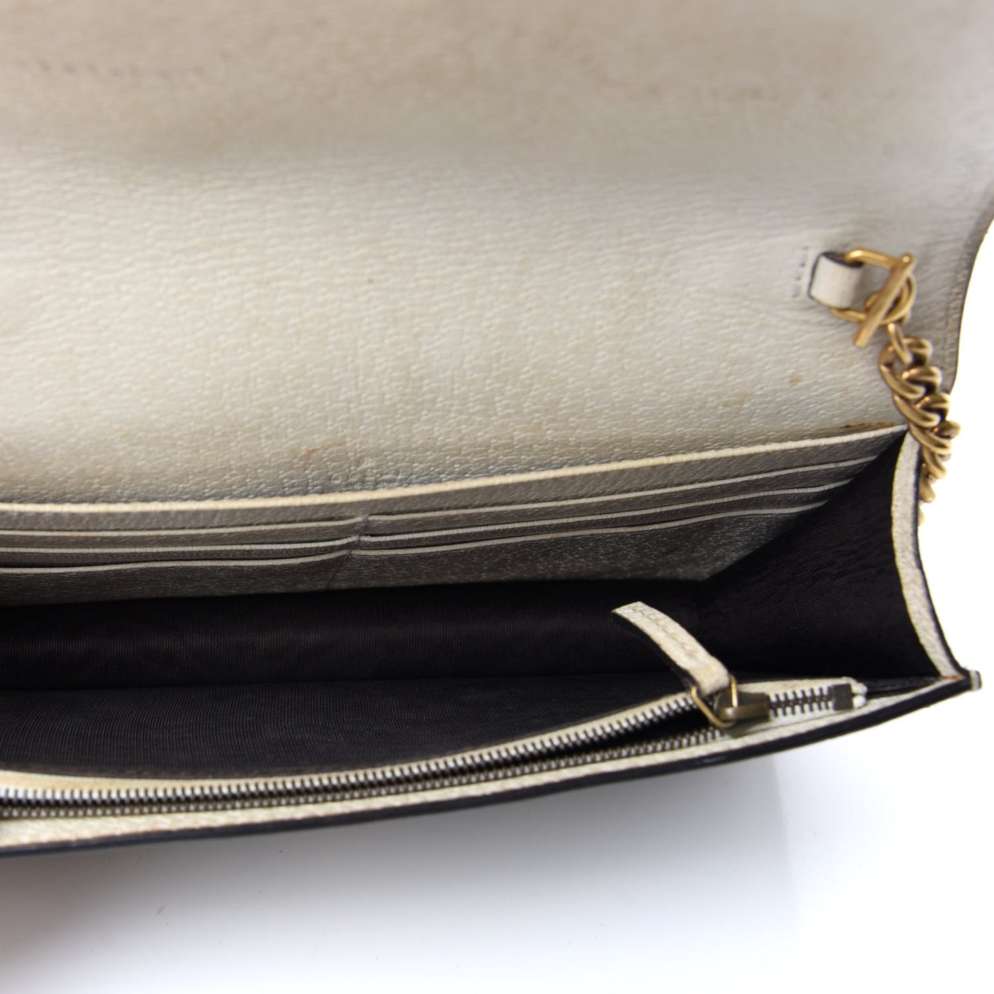 GG Supreme Monogram Web Queen Margaret Chain Wallet White