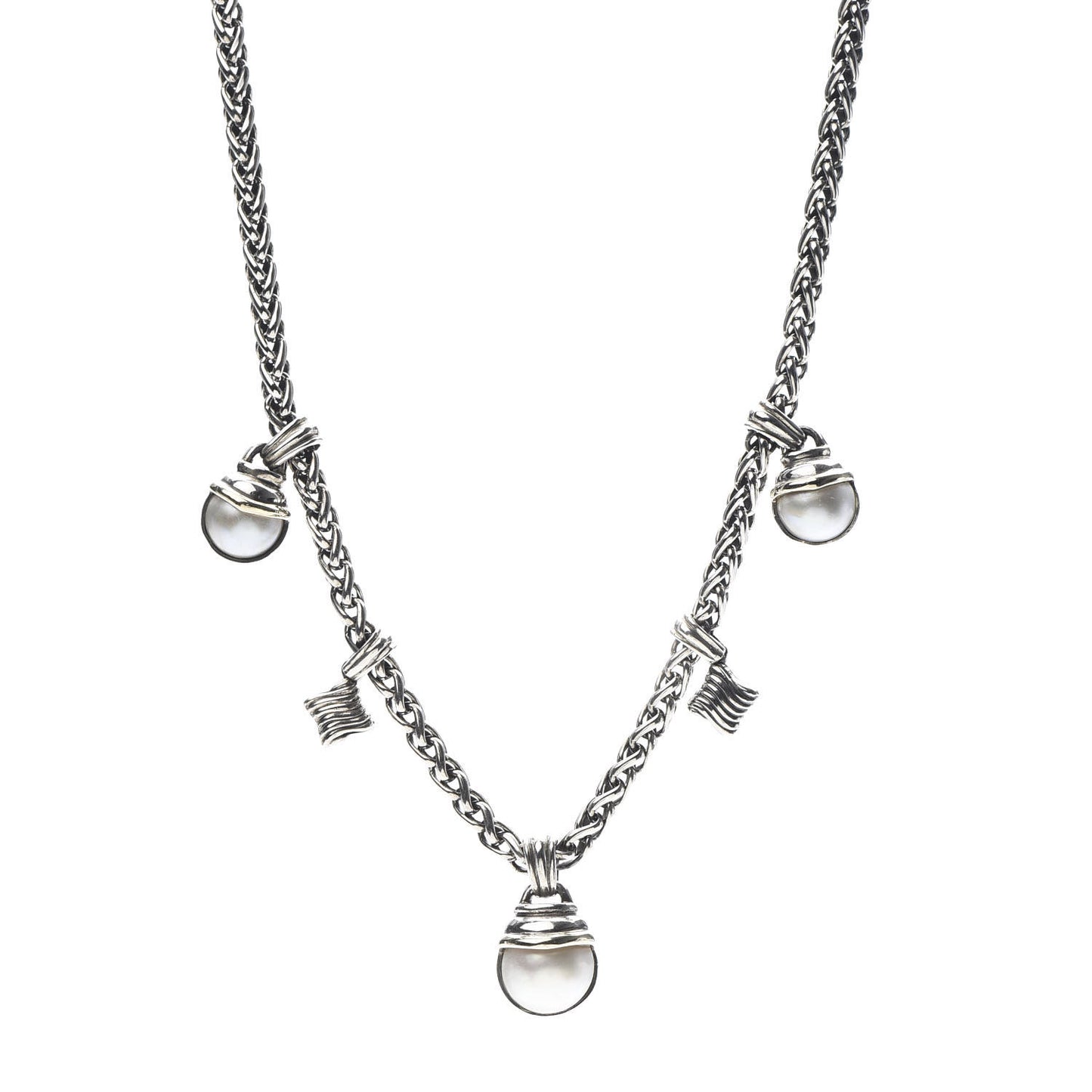 Sterling Silver Pearl Quatrefoil Drop Necklace