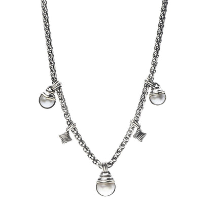 David Yurman Sterling Silver Pearl Quatrefoil Drop Necklace 1 of 7