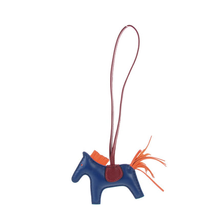 Hermes Milo Lambskin Grigri Rodeo Horse Bag Charm PM Bleu de Malte Rouge H Peony 1 of 4