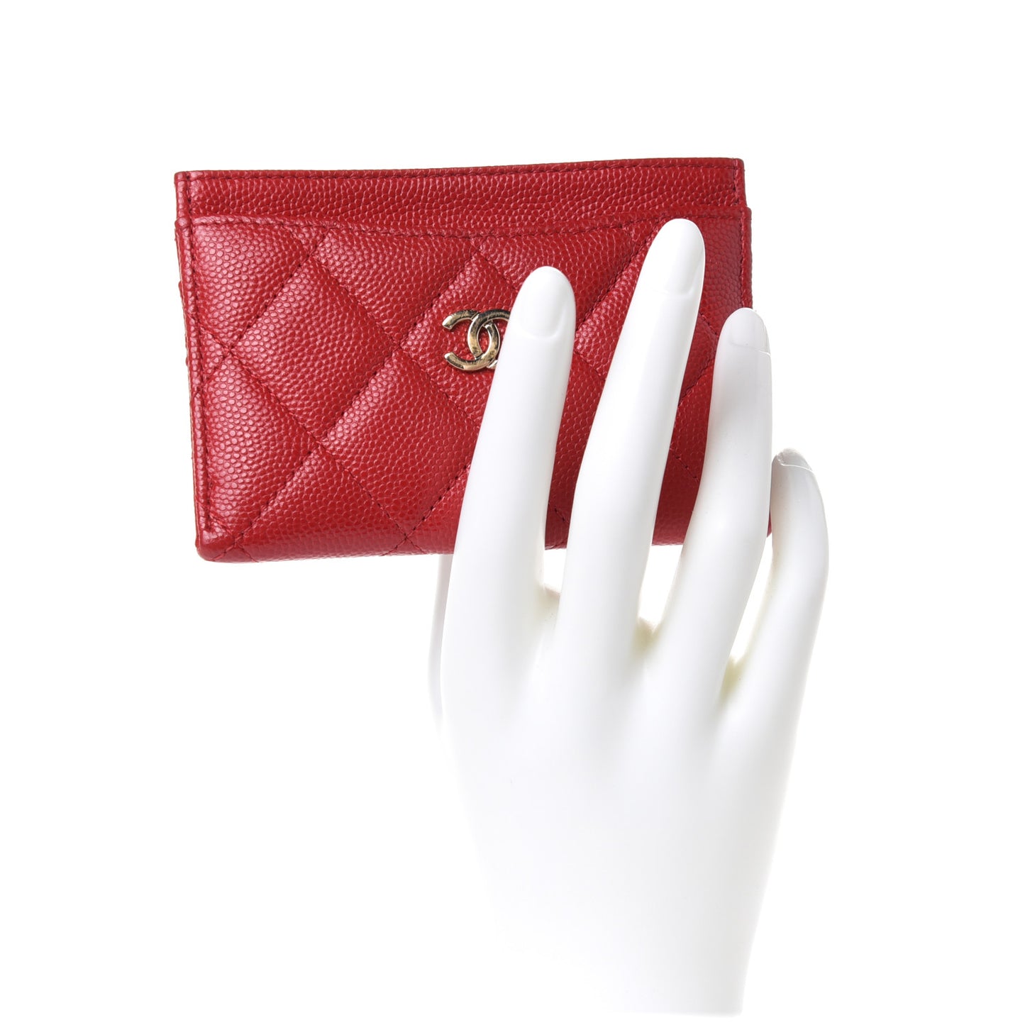 Caviar Quilted Card Holder Red