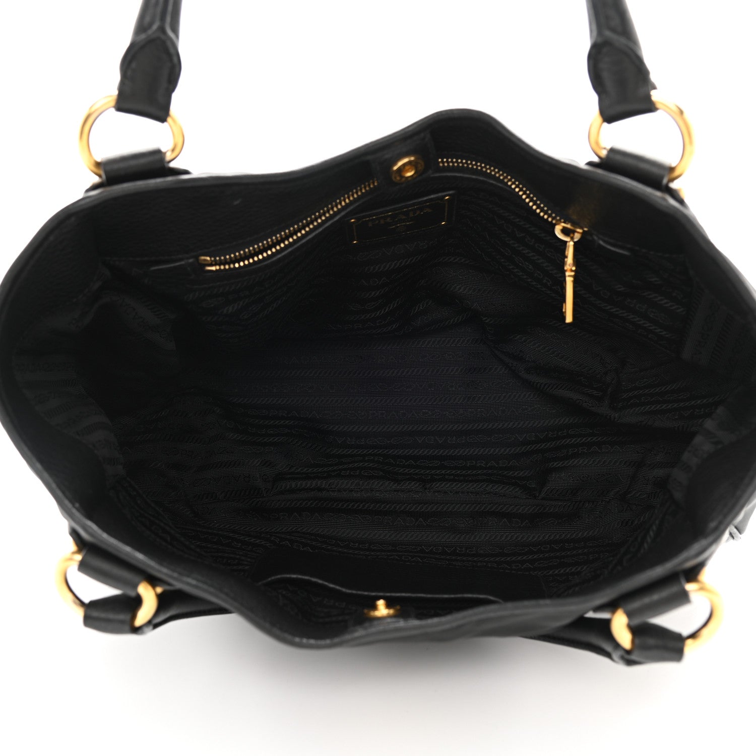Prada Tessuto Nylon Vitello Daino Shoulder Bag Black 5 of 9