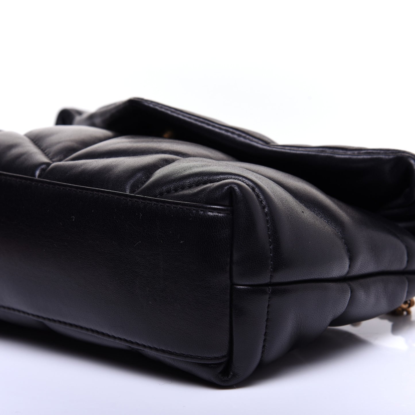 Lambskin Quilted Toy Loulou Puffer Monogram Chain Satchel Black
