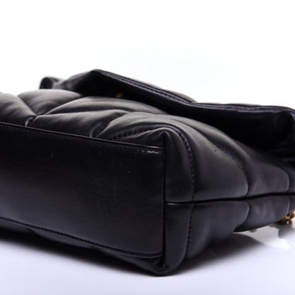 Saint Laurent Lambskin Quilted Toy Loulou Puffer Monogram Chain Satchel Black 7 of 12