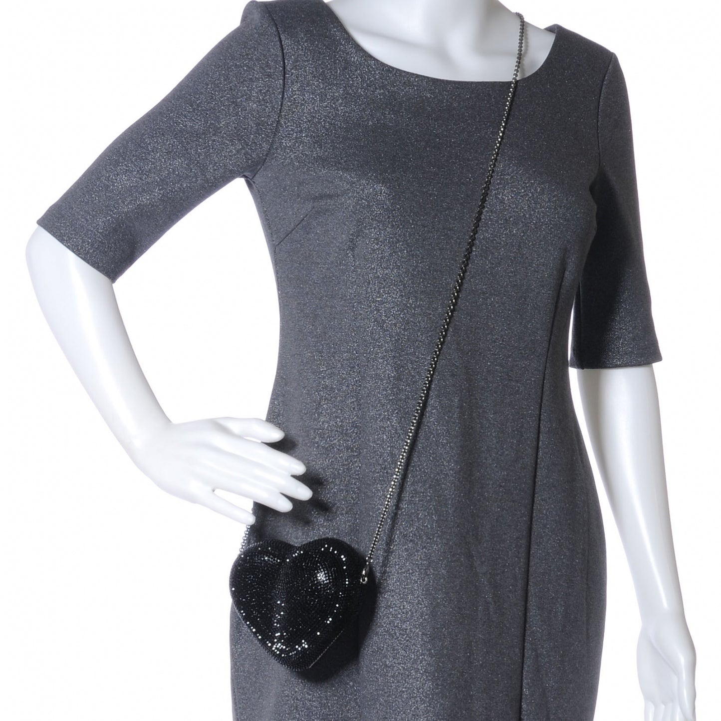 Crystal Heart Minaudiere Clutch Black