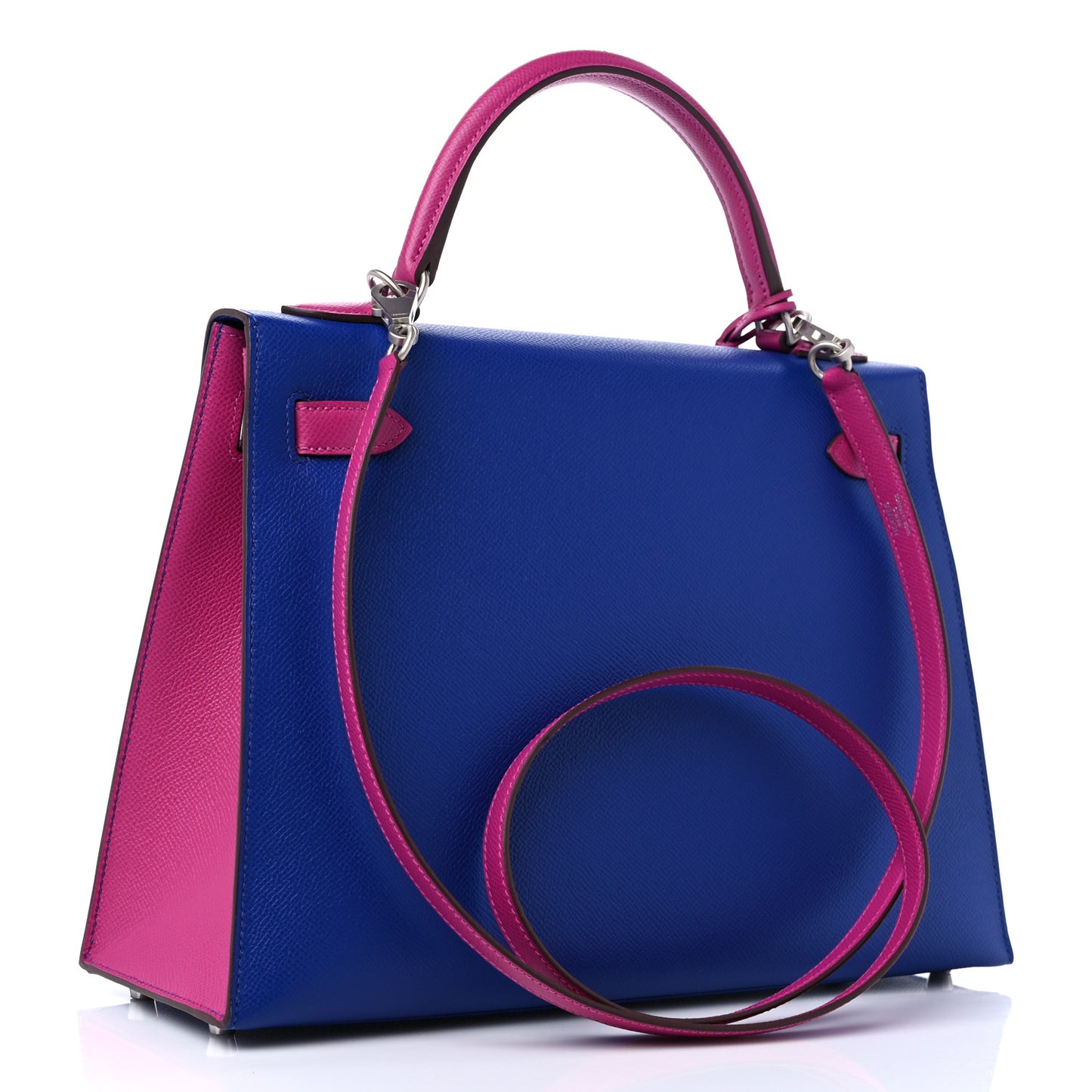 Epsom Bi-Color Horseshoe Kelly Sellier 32 Bleu Electrique Rose Pourpre