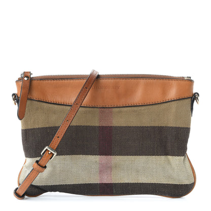 Burberry Mega Check Peyton Crossbody Clutch Bag Saddle Brown 1 of 10
