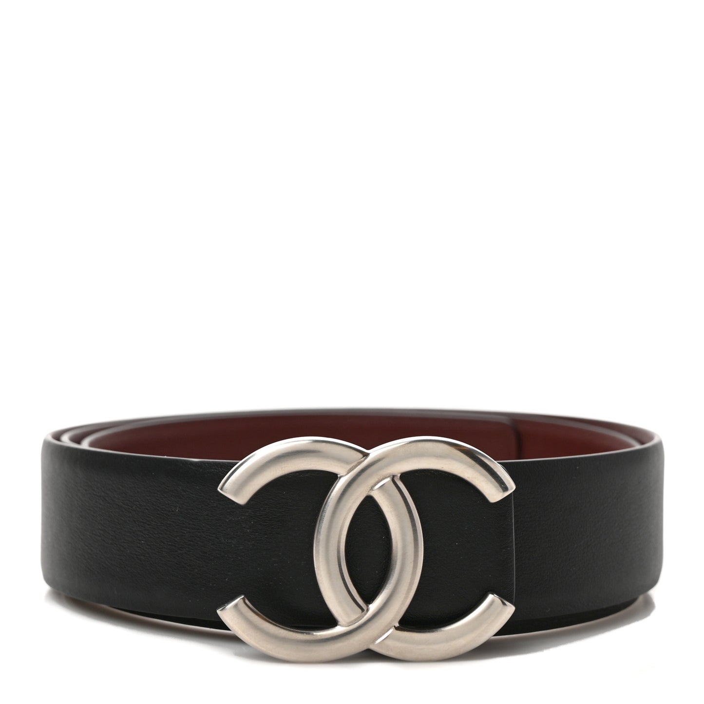 Calfskin CC Reversible Belt 85 34 Black Burgundy