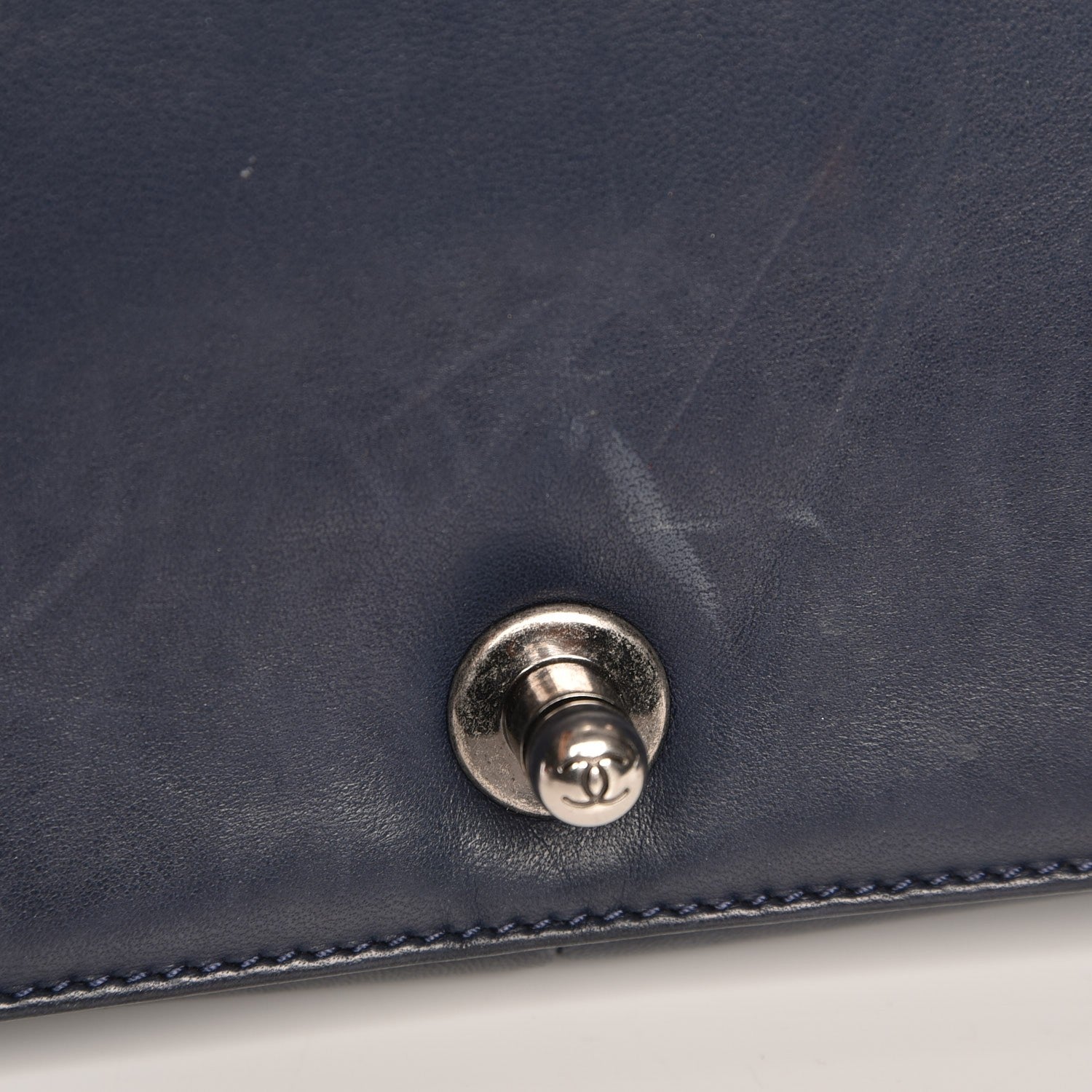 Chanel Lambskin Quilted Medium Boy Flap Dark Blue 13 of 13