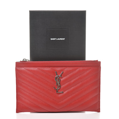 Saint Laurent Grain De Poudre Chevron Monogram Bill Pouch Bandana Red 8 of 8