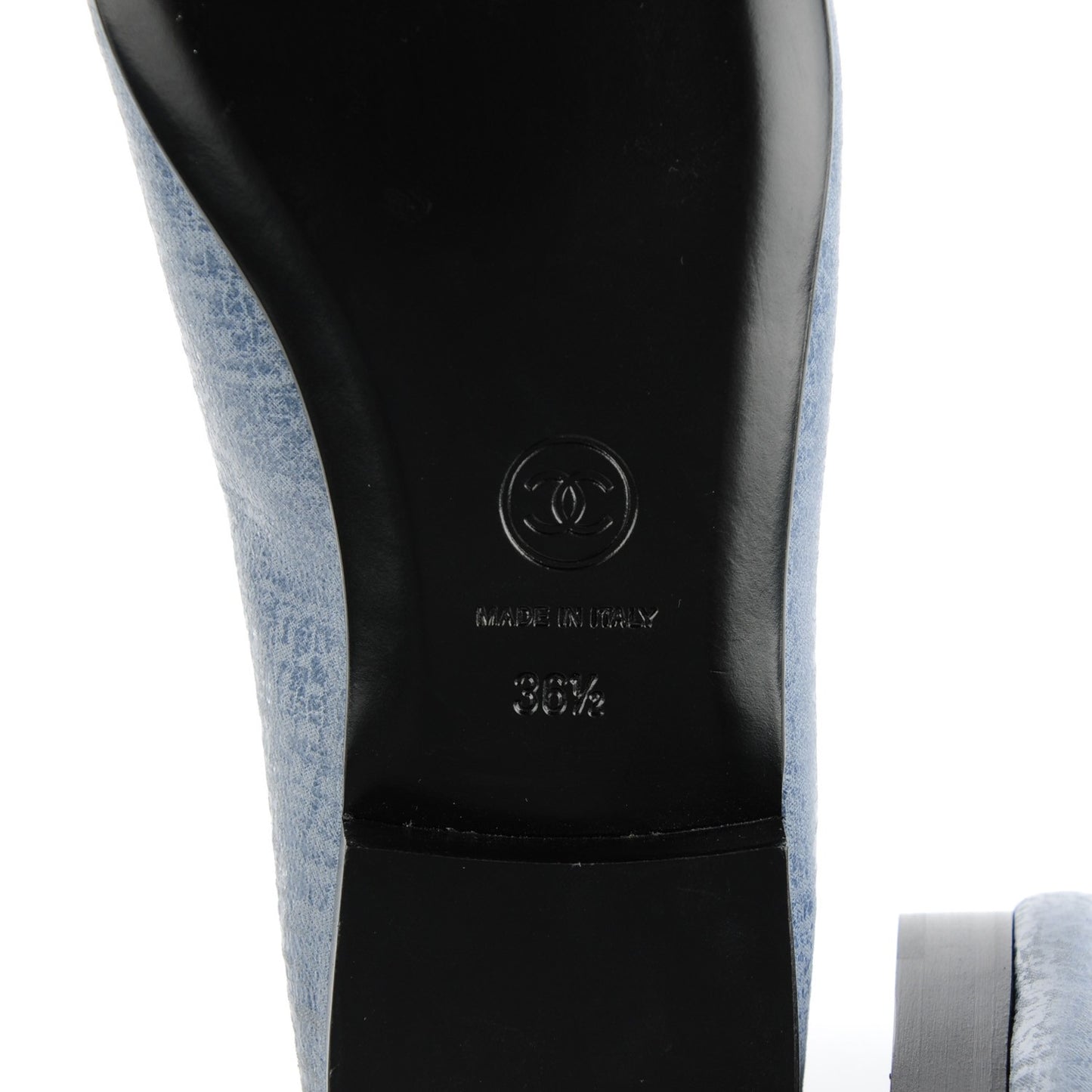 Iridescent Calfskin Cap Toe CC Ballerina Flats 36.5 Blue