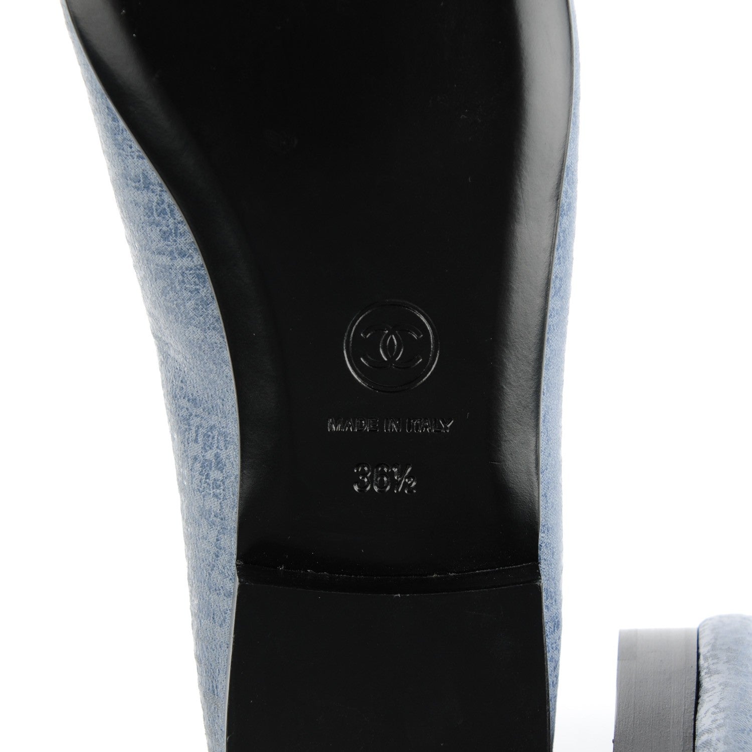 Chanel Iridescent Calfskin Cap Toe CC Ballerina Flats 36.5 Blue 6 of 8