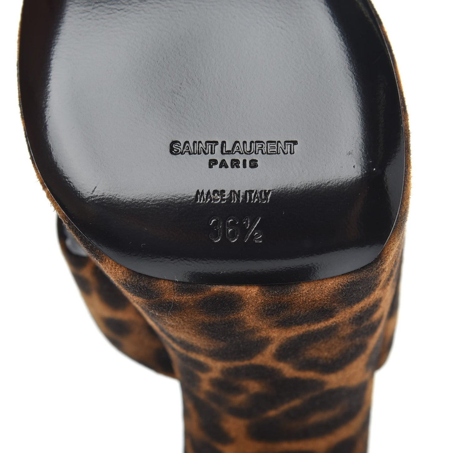 Suede Leopard Print Bianca 125 Platform Sandals 36.5 Brown