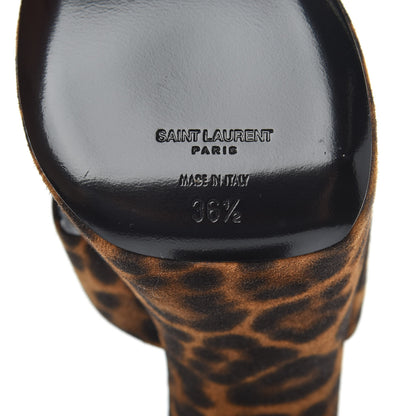 Saint Laurent Suede Leopard Print Bianca 125 Platform Sandals 36.5 Brown 8 of 9