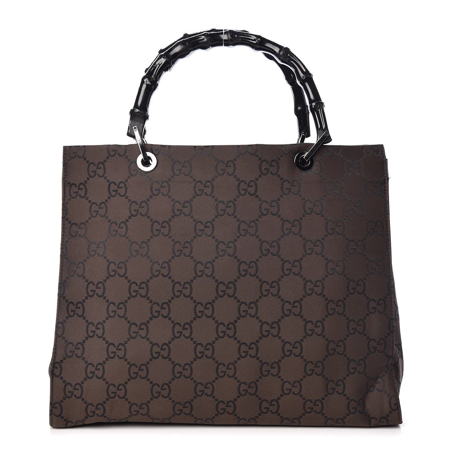 Gucci Monogram Bamboo Top Handle Tote Dark Brown 1 of 12