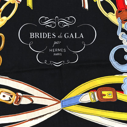 Hermes Silk Cashmere Brides De Gala Applique Pique Shawl 140 Rouge Black Bleu Ciel 2 of 3