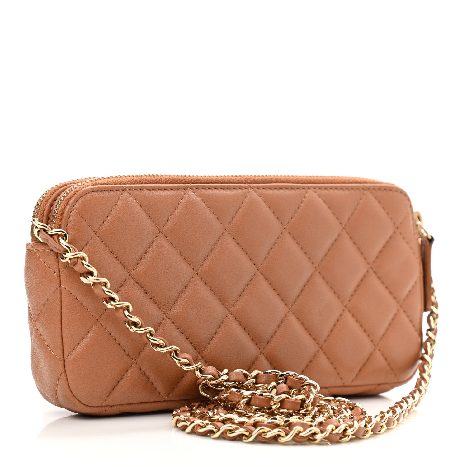 Chanel Lambskin Quilted Small Clutch With Chain Dark Beige 3 of 13