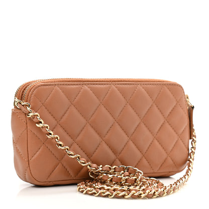 Chanel Lambskin Quilted Small Clutch With Chain Dark Beige 3 of 13