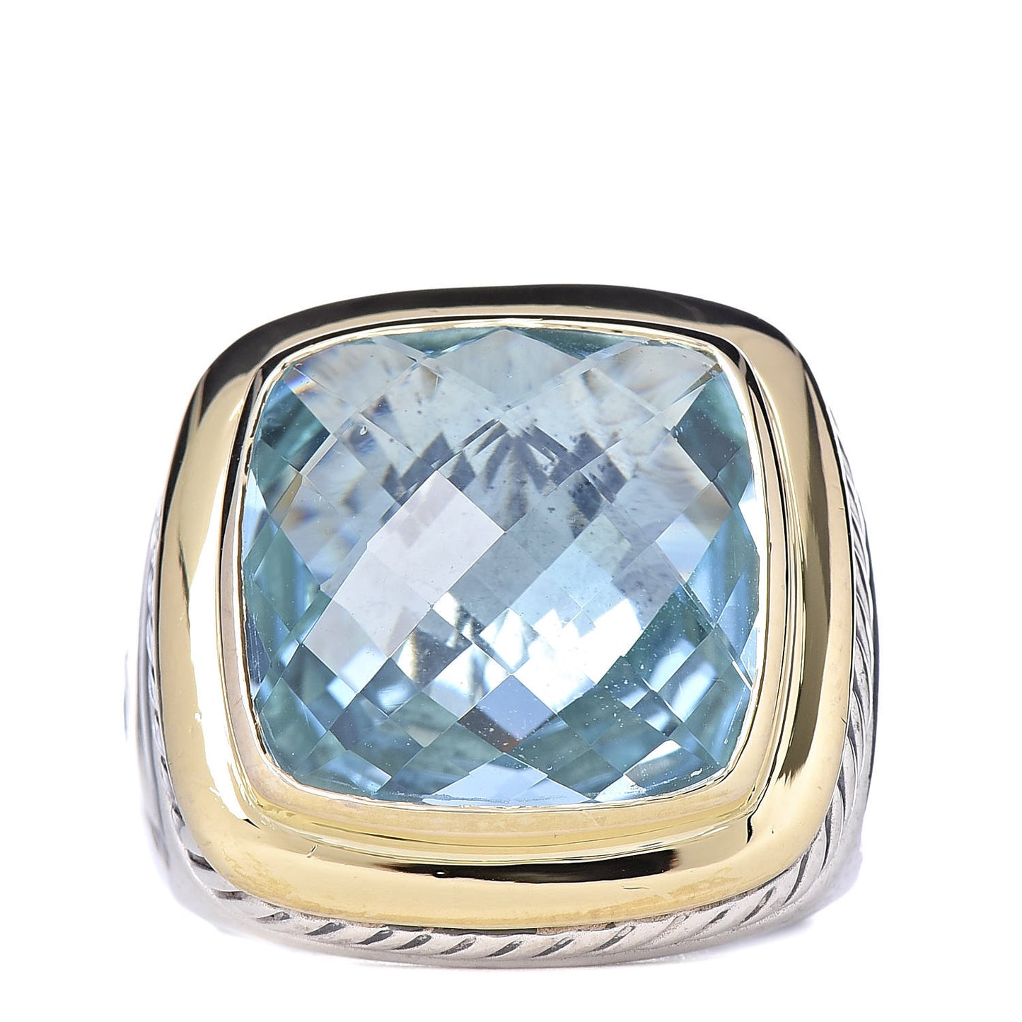 Sterling Silver 18K Yellow Gold Blue Topaz 14mm Albion Statement Ring 53 6.25