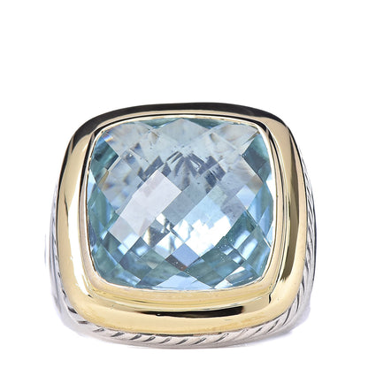 David Yurman Sterling Silver 18K Yellow Gold Blue Topaz 14mm Albion Statement Ring 53 6.25 1 of 5