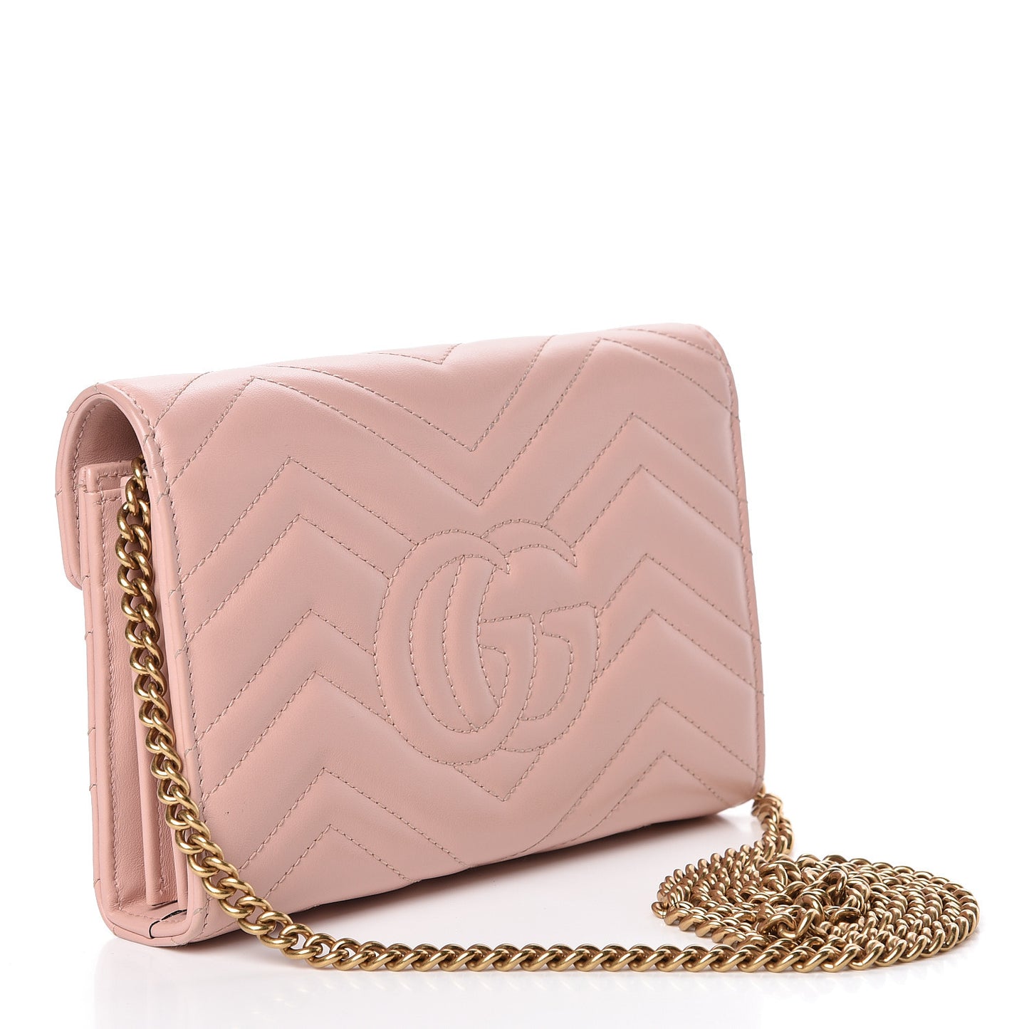 Calfskin Matelasse GG Marmont Chain Wallet Perfect Pink