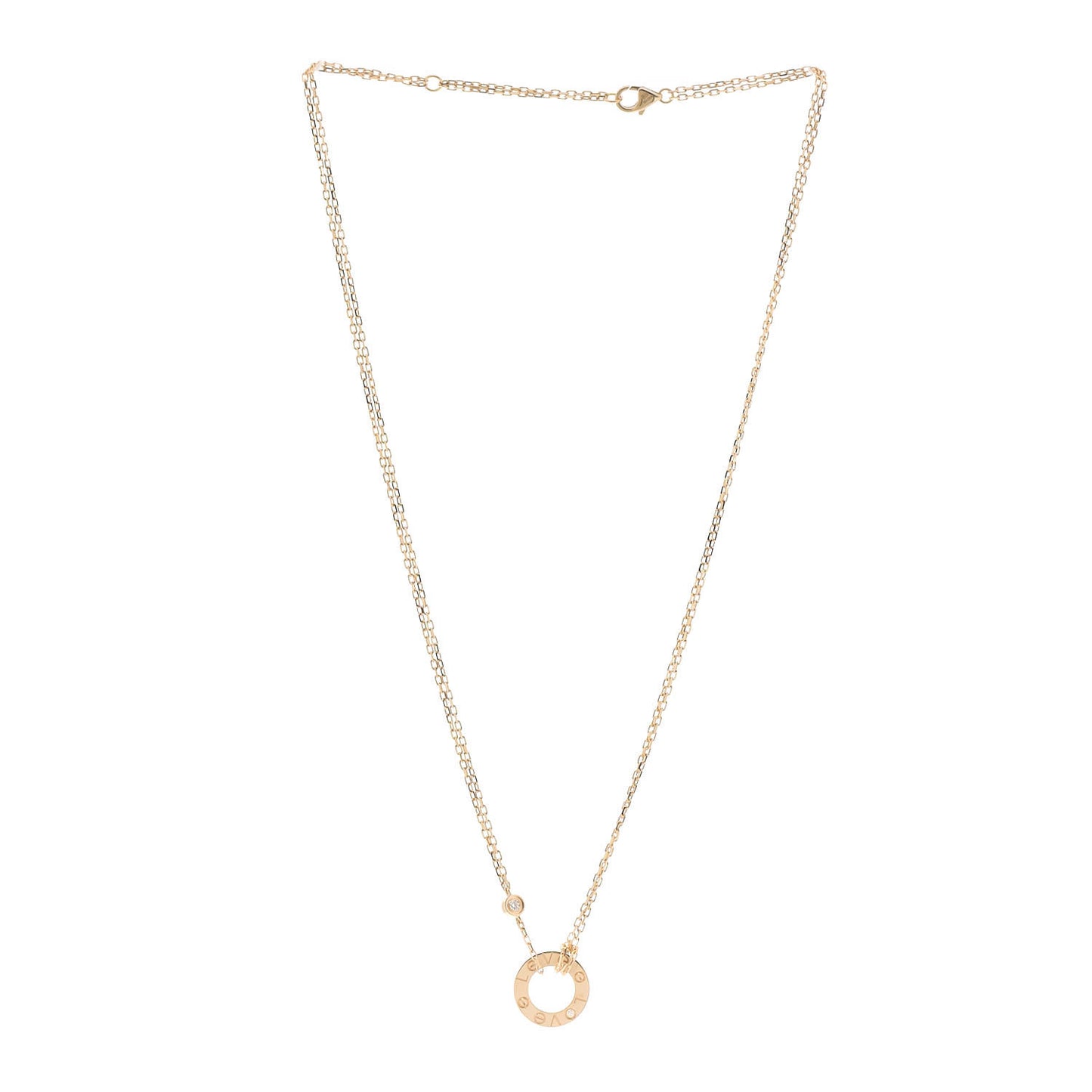 18K Yellow Gold 2 Diamond LOVE Necklace