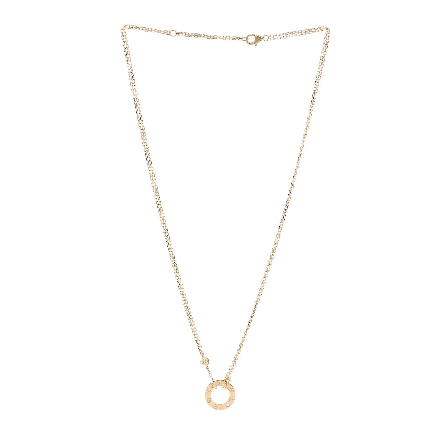 Cartier 18K Yellow Gold 2 Diamond LOVE Necklace 3 of 6