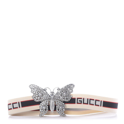 Gucci Jacquard Crystal Stripe Butterfly Belt 90 36 White 1 of 9