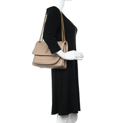 Saint Laurent Lambskin Matelasse Monogram Medium Niki Chain Satchel Dark Beige 2 of 14