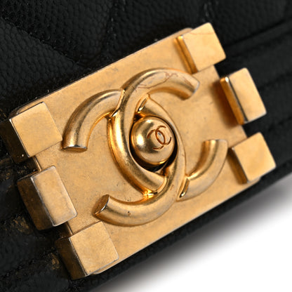 Chanel Caviar Chevron Quilted Small Boy Flap Black 12 of 15