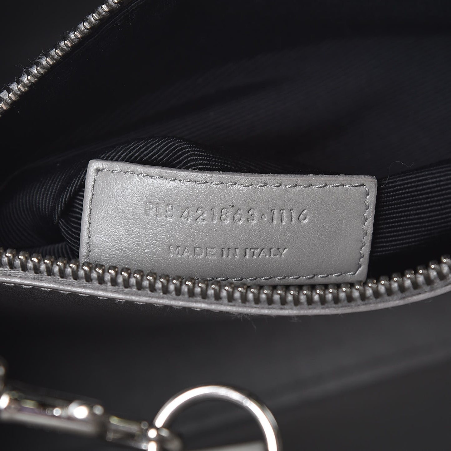 Grained Calfskin Topstich Baby Sac De Jour Grey