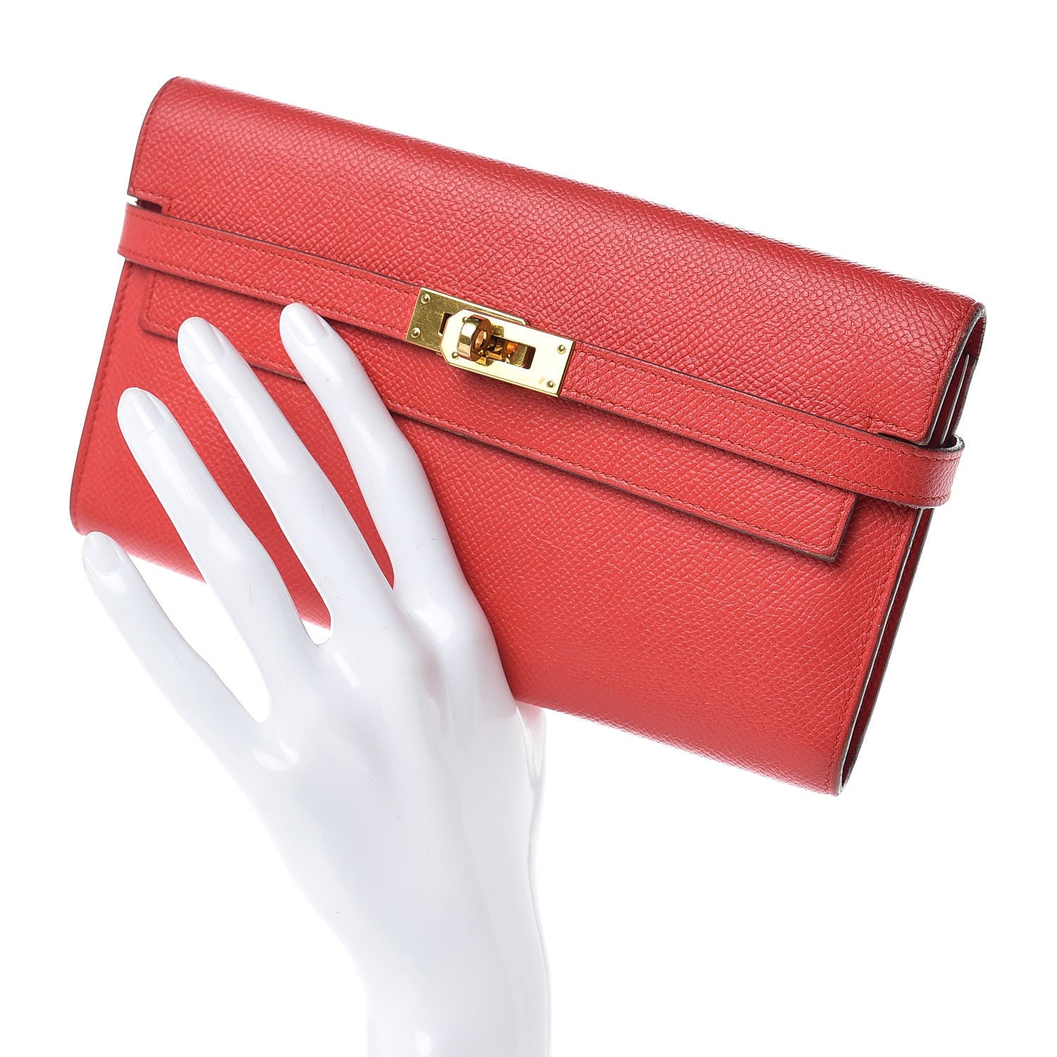 Hermes Epsom Kelly Longue Wallet Rouge Tomate 2 of 12