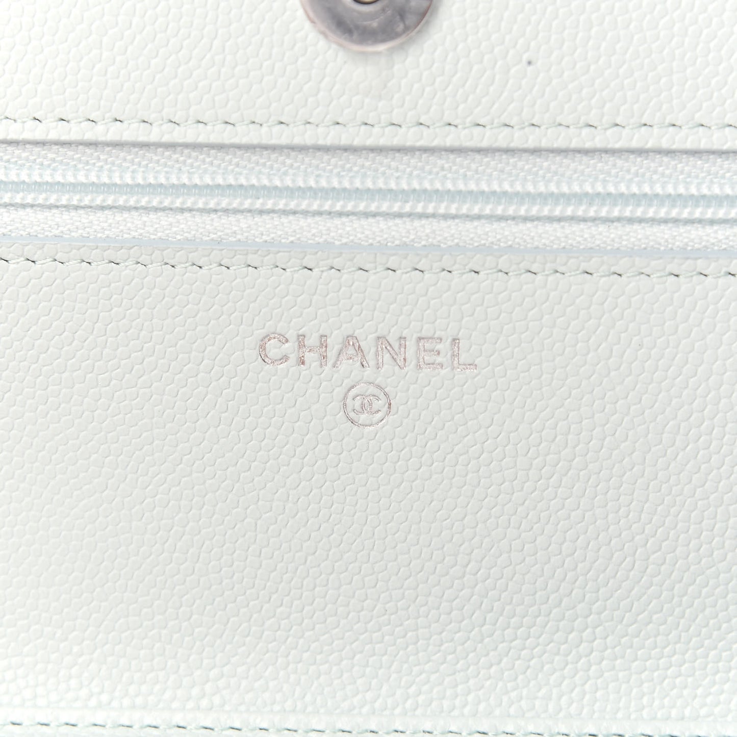 Caviar Quilted Wallet On Chain WOC Light Blue