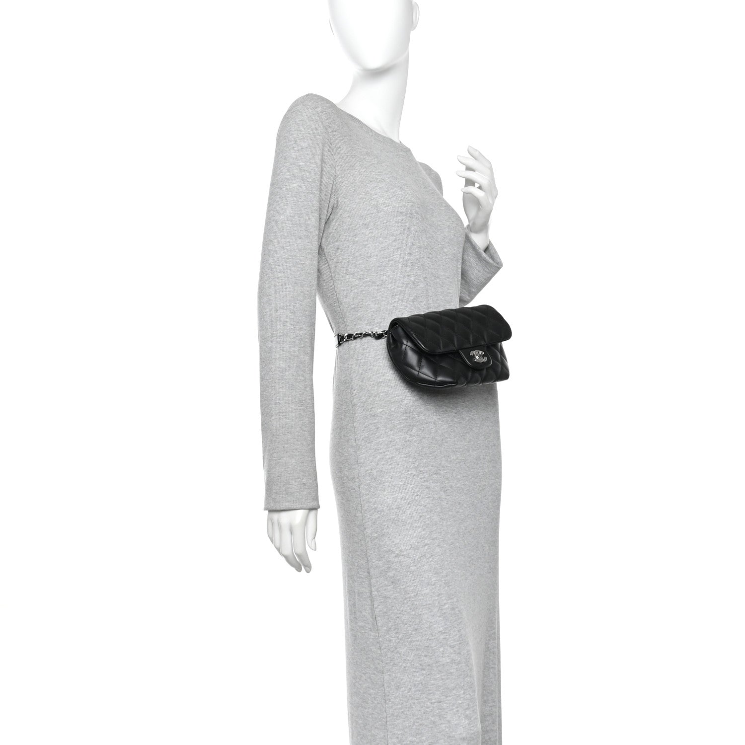 Chanel Calfskin Quilted CC Uniform Flap Belt Bag Black 2 of 11